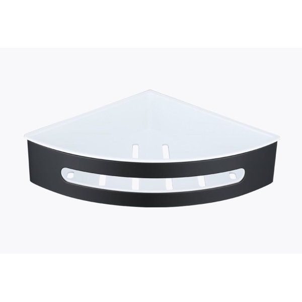 Полка для ванной и душа Raglo угловая с крючками, черный (R340.01.06)