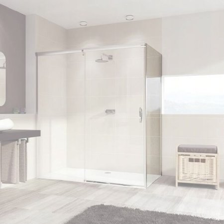 Душевая перегородка Huppe Aura 401608.092.321 100 с неподвижным сегментом, прозрачное стекло, х