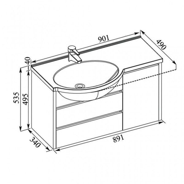 Тумба под раковину Aquanet Лайн 00164936 90 L белая