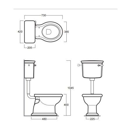 Унитаз напольный Simas Lante LA01bi вертикальный выпуск, с низким бачком, с передней ручкой золото