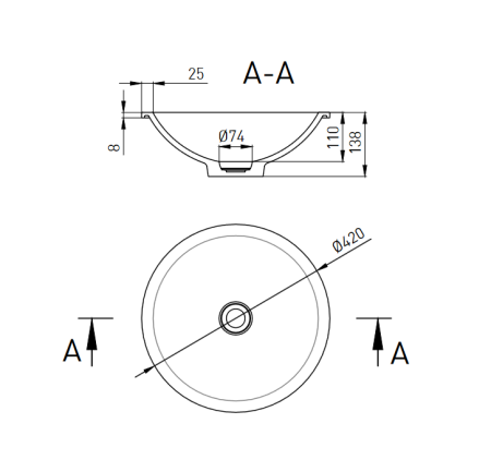 Раковина Salini Marea 05 1802205M 42x42 белый матовый