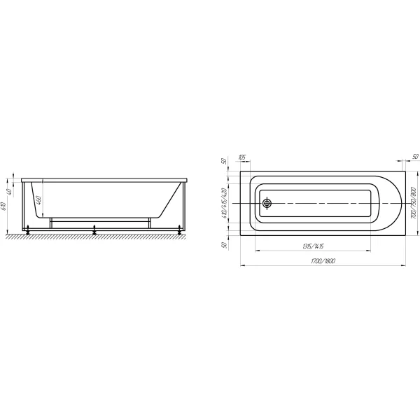 Акриловая ванна Jacob Delafon Odeon Rive Gauche E6D366RU-00 170x75 см, белый