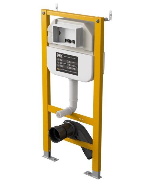 Комплект D&K Унитаз подвесной безободковый (торнадо) DT1436516, Инсталляция DI8050127, Клавиша смыва DB1499006  графит (DS1431632)