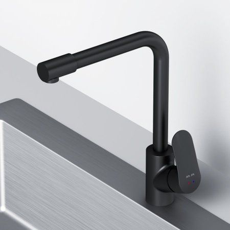Смеситель для кухни с каналом для питьевой воды, AM.PM Like F8005722 L-излив, черный матовый