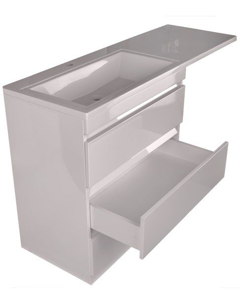 Тумба напольная "Даллас 150", 3 ящика, Люкс белая, PLUS Style Line СС-00002305