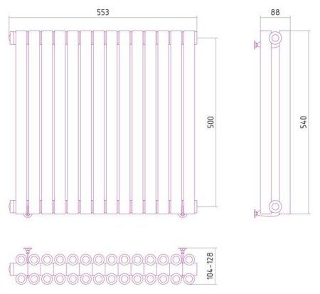Дизайн-радиатор Сунержа Эстет 500х553 хром (14 секций) водяной