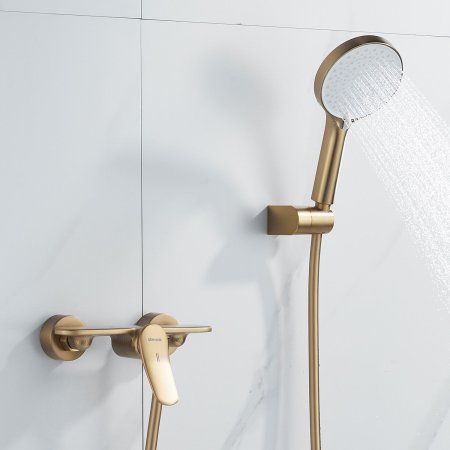 Смеситель для душевой кабины однорычажный  Shevanik S4716G, Золотой сатин