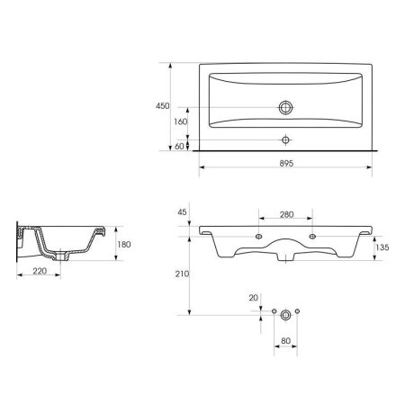 Раковина Velvex Como S-UM-COM90/1 90х45 белый