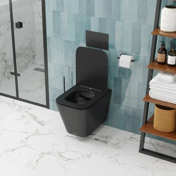 Унитаз подвесной Ceruttispa Maiella Aria CT9163 безободковый, с сиденьем микролифт, черный матовый