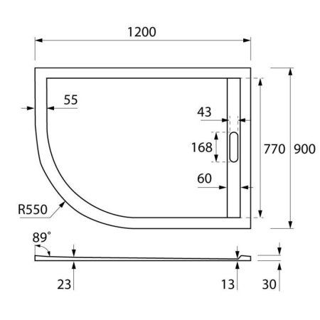 Панель для поддона Cezares TRAY-AS-RH-120/90-100-SCR-R