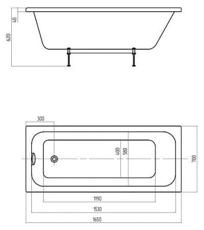Ванна акриловая AZARIO BELLA прямоугольная 165*70 см (AV.0020165)