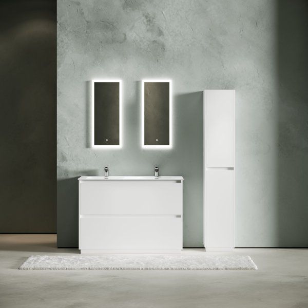 Тумба под раковину SANCOS Libra Floor напольная, 1190х450х840, c двумя ящиками оснащенными доводчиками, белый глянец ,  LB120F-1W