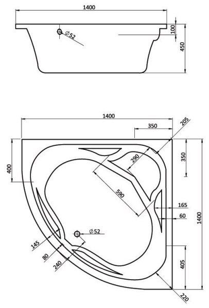 Ванна акриловая Santek Карибы Comfort Plus 1WH112402 140х140 см