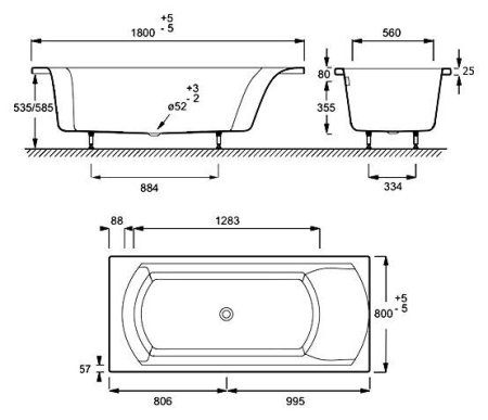 Акриловая ванна Jacob Delafon Ove 180x80