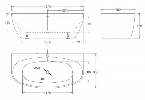 Акриловая ванна Esbano San Marino 170х80