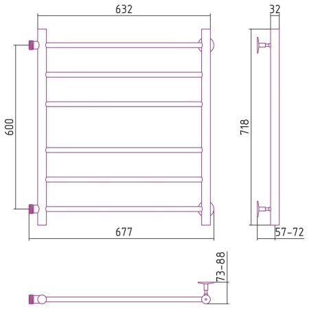 Полотенцесушитель водяной Стилье Версия-Б 60х60 хром