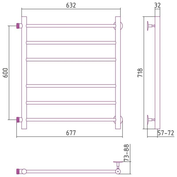 Полотенцесушитель водяной Стилье Версия-Б 60х60 хром