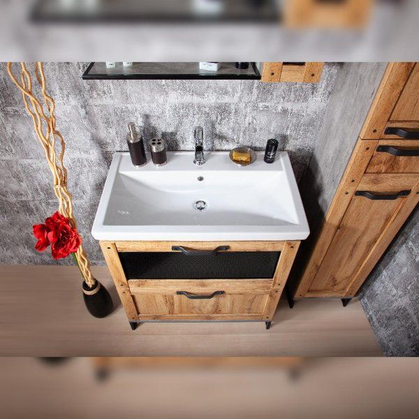 Комплект мебели для ванной Бриклаер ЛОФТ 80L, метрополитен грей