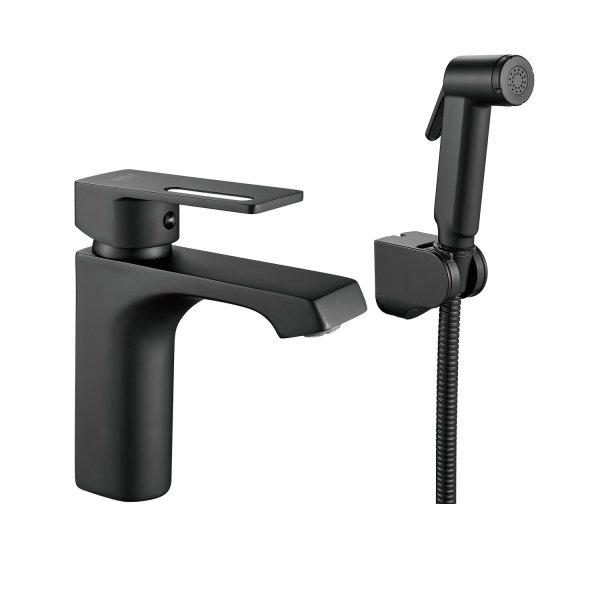 Смеситель для раковины с гигиеническим душем Raffine F171H, черный