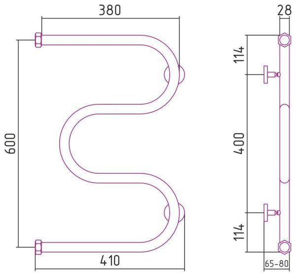 Полотенцесушитель водяной Сунержа М-образный 51-4007-6040 600x400 флок состаренная бронза