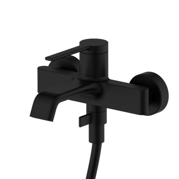 Смеситель для ванны однорычажный AQUAme Asti, с душевым набором, 3 режима, Черный матовый