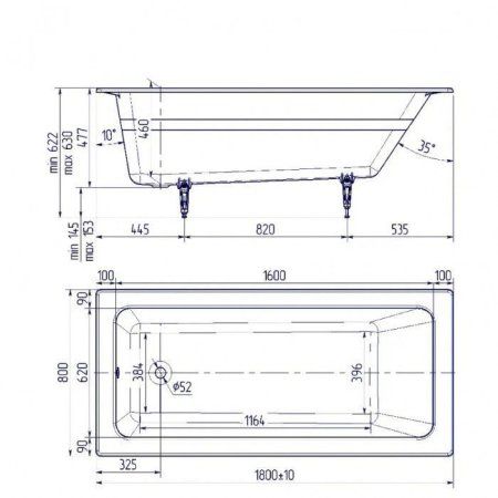 Чугунная ванна Delice Parallel DLR220506R 180х80 с ручками