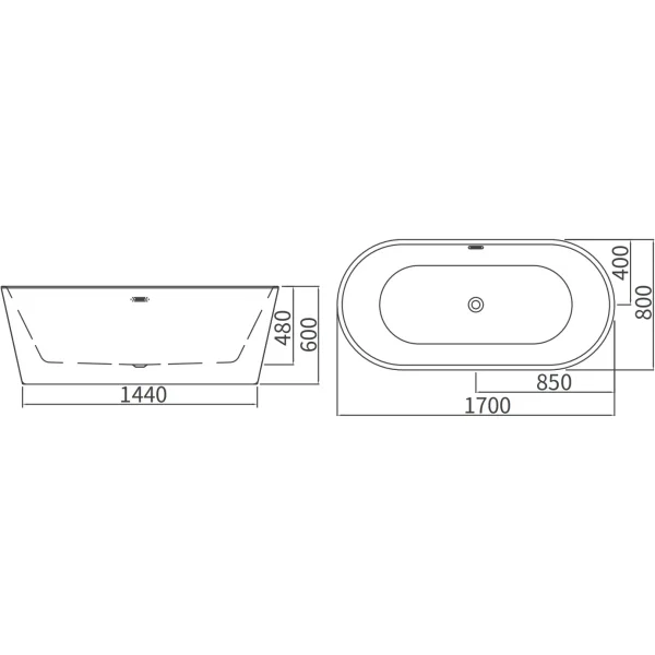 Акриловая ванна Arrow A1702TQU1 170x80 см, отдельностоящая, белый