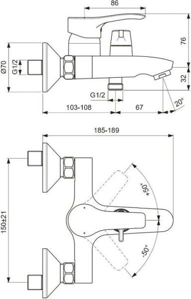 Смеситель для ванны Vidima Meloy, хром (BA411AA)
