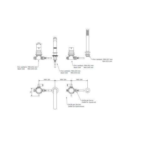 Смеситель IB Rubinetterie MilanoTorino MT396CC для ванны, хром