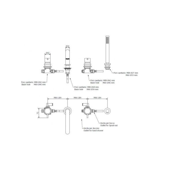 Смеситель IB Rubinetterie MilanoTorino MT396CC для ванны, хром
