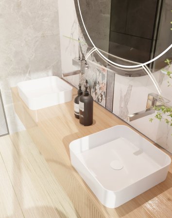 Раковина настольная отдельностоящая прямоугольная AQUAme AQM5008 400*400*110