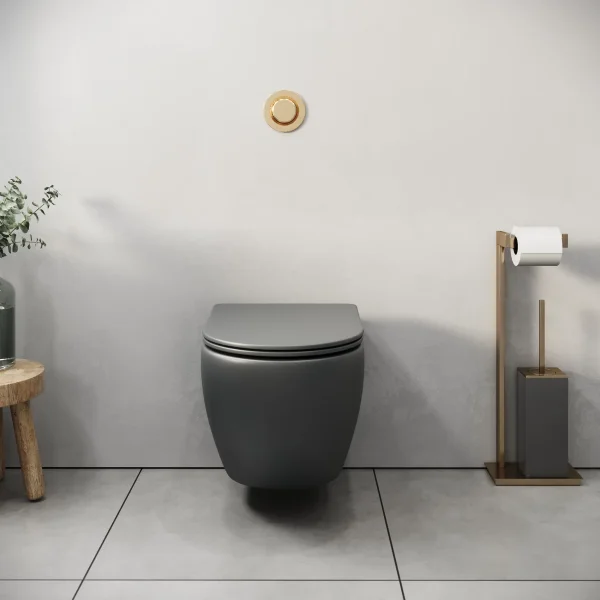 Унитаз подвесной Grossman GR-4455GMSQ безободковый, торнадо, с сиденьем микролифт, серый матовый