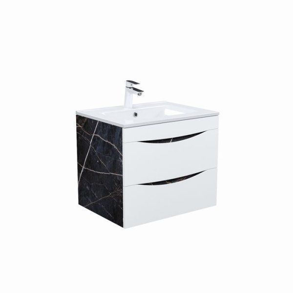 Тумба с умывальником IDDIS подвесная 60 см белая/черный мрамор Cloud (CLFYO6FL0BMS0iVC95HVK)