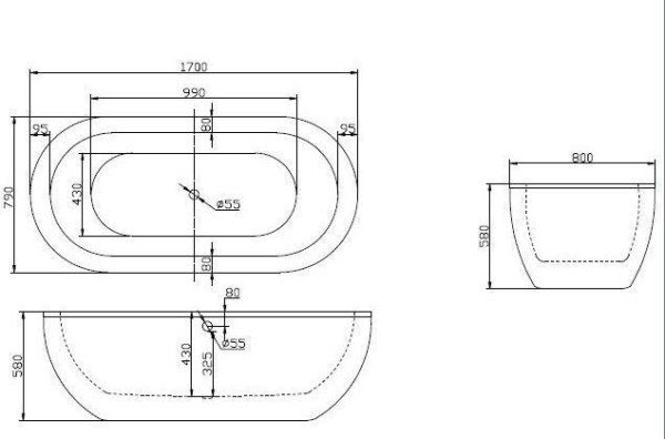 Акриловая ванна BelBagno BB13-1700