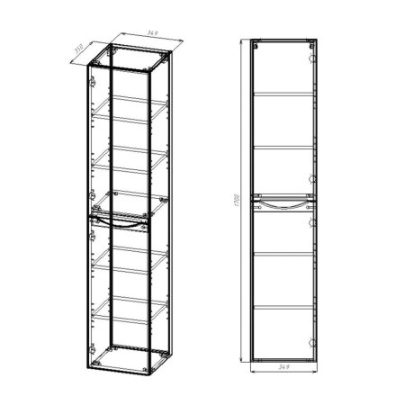 Шкаф-пенал Vincea Mia VSC-2M170RW-L 35x35x170 R.Wood