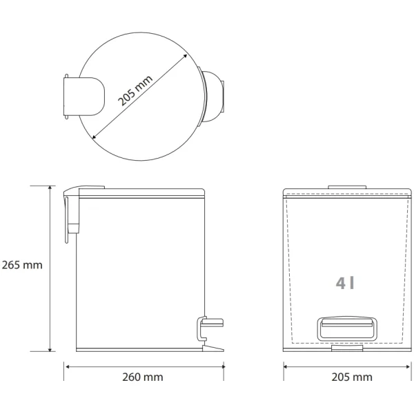 Мусорное ведро Bemeta Coral 158315010 5л, с педалью, медное золото глянец