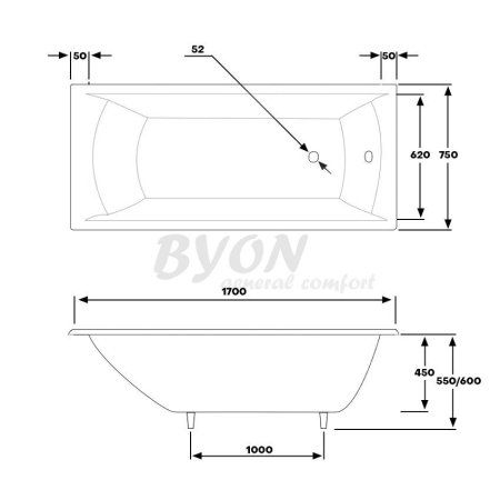 Чугунная ванна Byon Milan И0000069 170x70