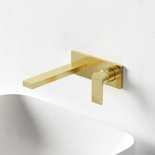 Смеситель для раковины SANCOS Studio c внутренней частью, брашированное золото, PVD покрытие,  SC9017BG