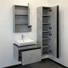 Тумба-умывальник COMFORTY "Эдинбург-60" бетон светлый с черной столешницей №8, с раковиной COMFORTY 9055RA-50