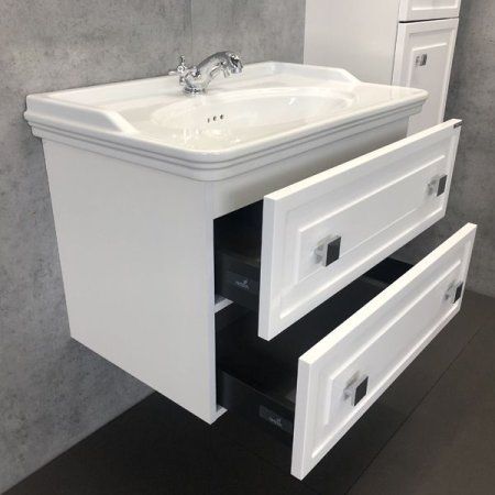 Тумба-умывальник COMFORTY "Феррара-80" белый глянец с раковиной 50180