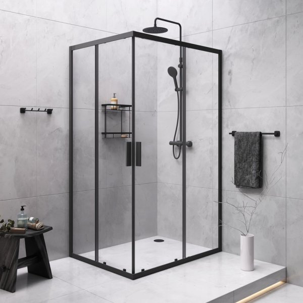 Комплект для ванной комнаты, зона помывочной 120x90 см AM.PM Gem S WK93ES, Чёрный