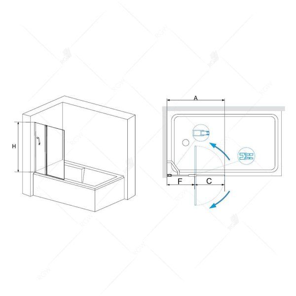 Шторка на ванну RGW Screens 03111110-14 стекло прозрачное/профиль черный