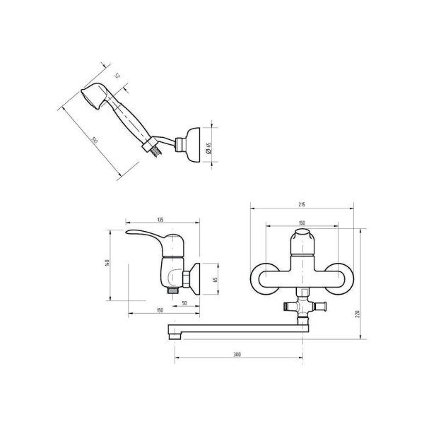 Смеситель для ванны с поворотным носом, хром Veragio LARUTTA VR.LRT-3605.CR