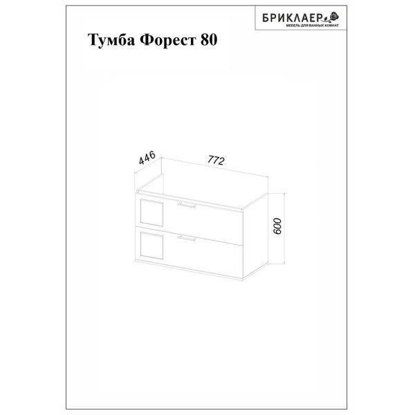 Комплект мебели для ванной Бриклаер Форест 80, дуб золотой/антрацит