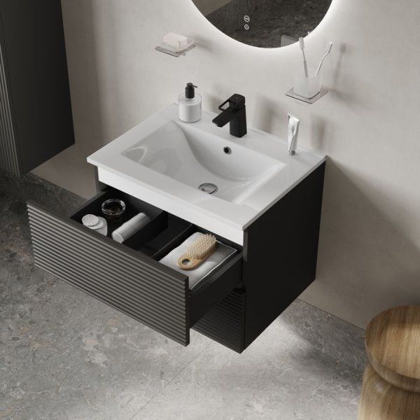 Тумба с умывальником подвесная IDDIS Bild 80 см, темно-серый (BISLL8CL0GUV0iSG95WQK)