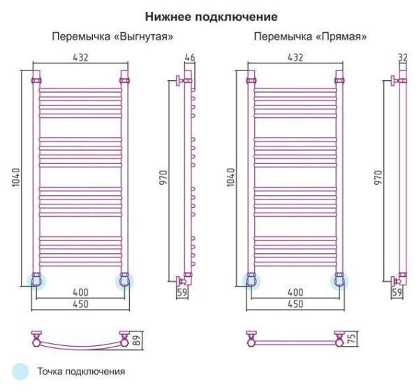 Полотенцесушитель водяной Сунержа Богема 1000x400 хром выгнутый