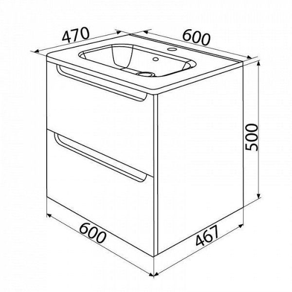 Тумба с раковиной IDDIS Edifice 60 подвесная фисташково-серая (EDQTI6MF0GMW0iSN95UVK)