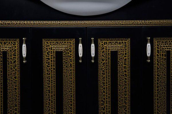 Тумба  для комплекта Aquanet Валенса 110 черный краколет/золото