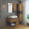 Тумба-умывальник COMFORTY "Штутгарт-75" дуб тёмно-коричневый с черной столешницей c раковиной COMFORTY T-Y9378