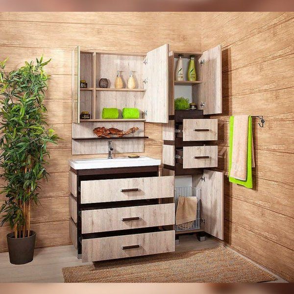 Комплект мебели для ванной Бриклаер ТЕХАС 100, кантри/венге